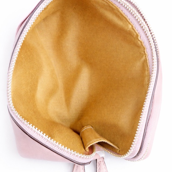 Coach Blush Pink Pebbled Leather Double Zip Wristlet Gold - Picture 8 of 9